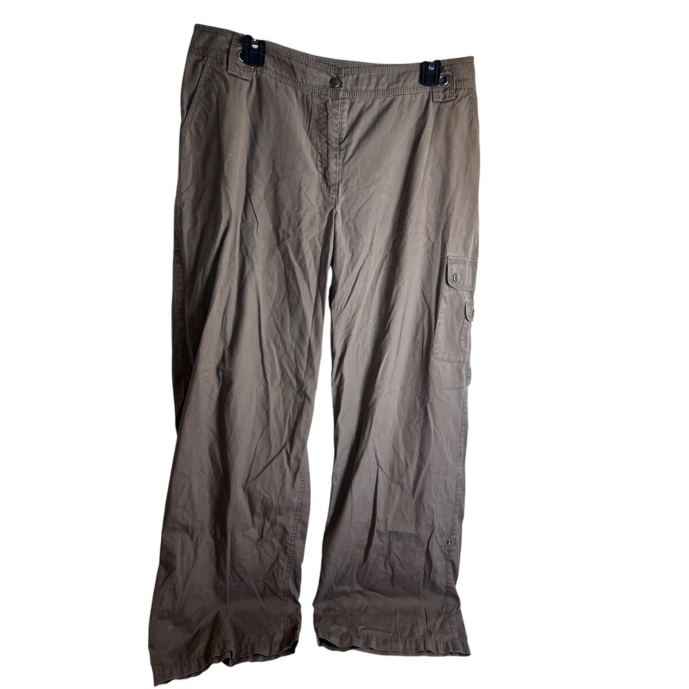Chico's Cargo Pants Size 2.5 Brown Convertible Utility Wide Leg Women